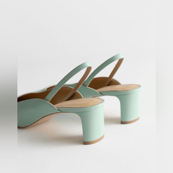 NWT & Other Stories Square Toe Kitten Heel Mules Sz 6.5/ EU 36 - Picture 2 of 12